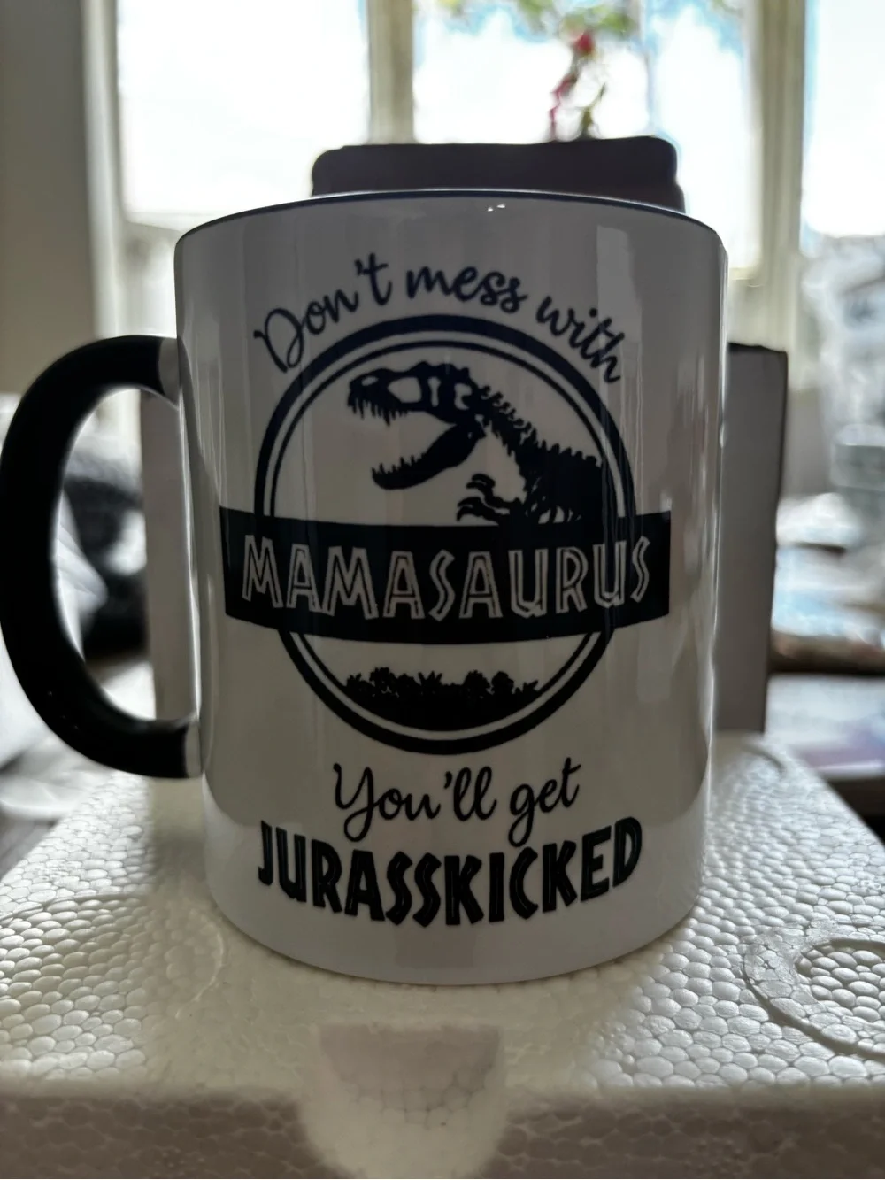 Mamasaurus Ceramic Coffee Mug - Black and White
